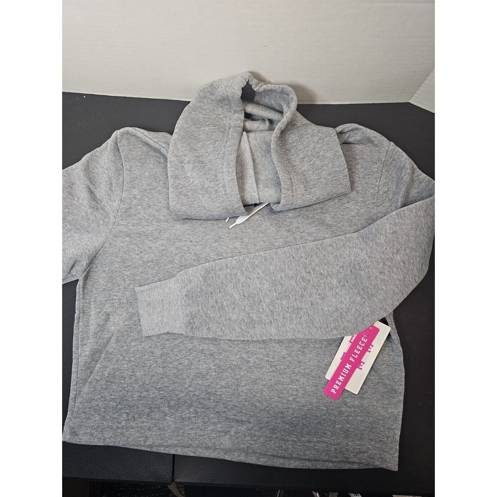 Women's Gray Heather Fleece Crop Top Hoodie Size Large NWT